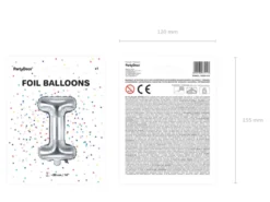 Folie Ballon Bogstaver ''I'', 35 cm, Sølv