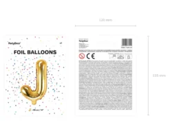 Folie Ballon Bogstaver ''J'', 35 cm, Guld