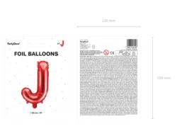 Folie Ballon Bogstaver ''J'', 35 cm, Rød
