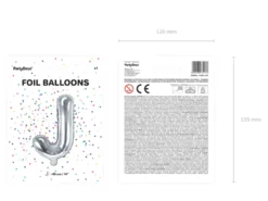 Folie Ballon Bogstaver ''J'', 35 cm, Sølv