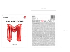 Folie Ballon Bogstaver ''M'', 35 cm, Rød