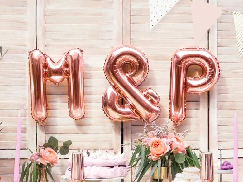 Folie Ballon Bogstaver ''M'', 35 cm, Rosegold