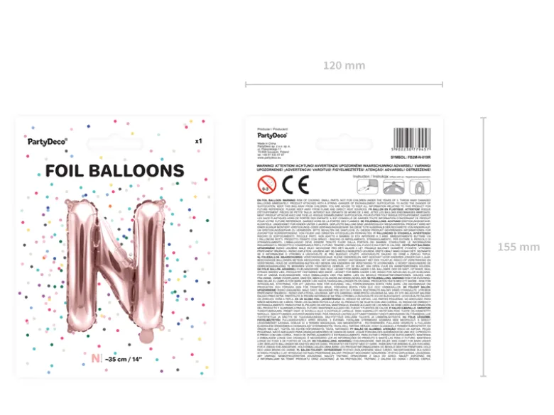Folie Ballon Bogstaver ''N'', 35 cm, Rosegold