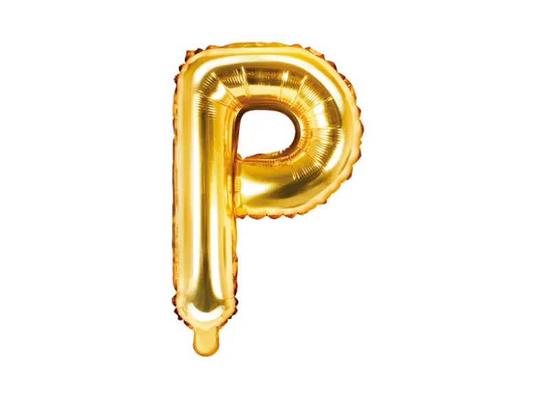 Folie Ballon Bogstaver ''P'', 35 cm, Guld, 1Piece