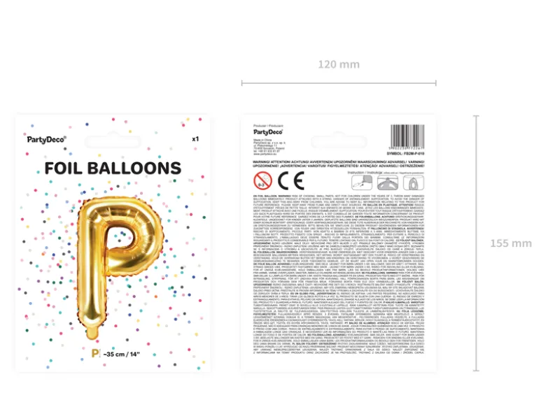 Folie Ballon Bogstaver ''P'', 35 cm, Guld, 1Piece