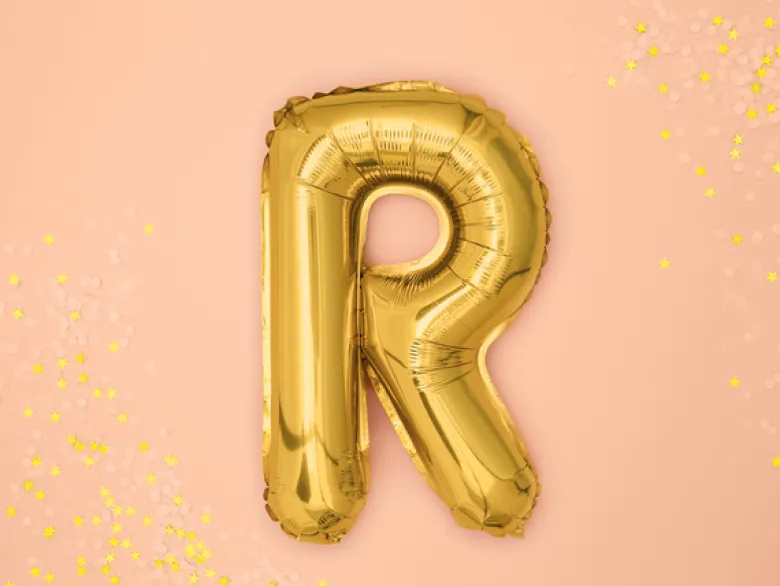 Folie Ballon Bogstaver ''R'', 35 cm, Guld