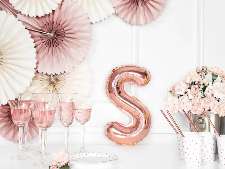 Folie Ballon Bogstaver ''S'', 35 cm, Rosegold