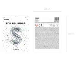 Folie Ballon Bogstaver ''S'', 35 cm, Sølv