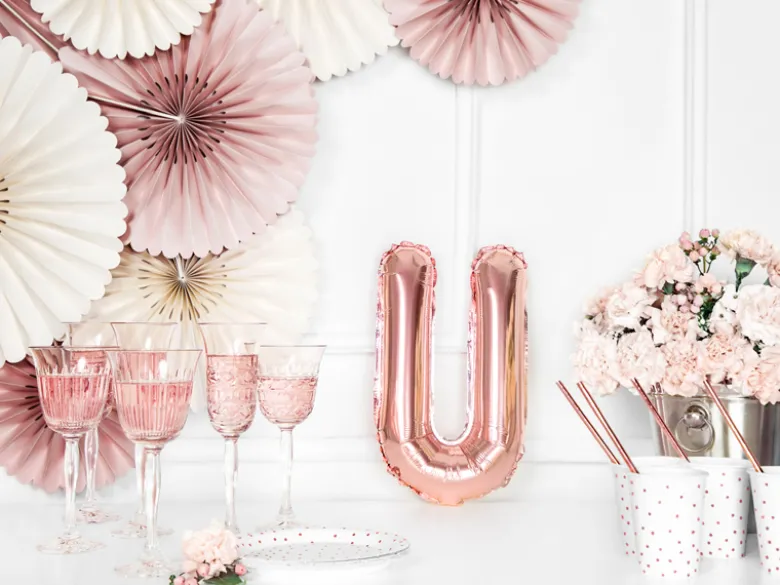 Folie Ballon Bogstaver ''U'', 35 cm, Rosegold