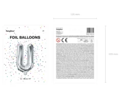 Folie Ballon Bogstaver ''U'', 35 cm, Sølv