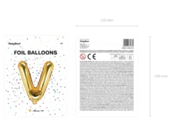 Folie Ballon Bogstaver ''V'', 35 cm, Guld