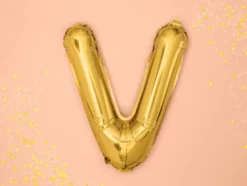 Folie Ballon Bogstaver ''V'', 35 cm, Guld