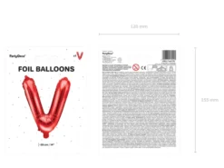 Folie Ballon Bogstaver ''V'', 35 cm, Rød