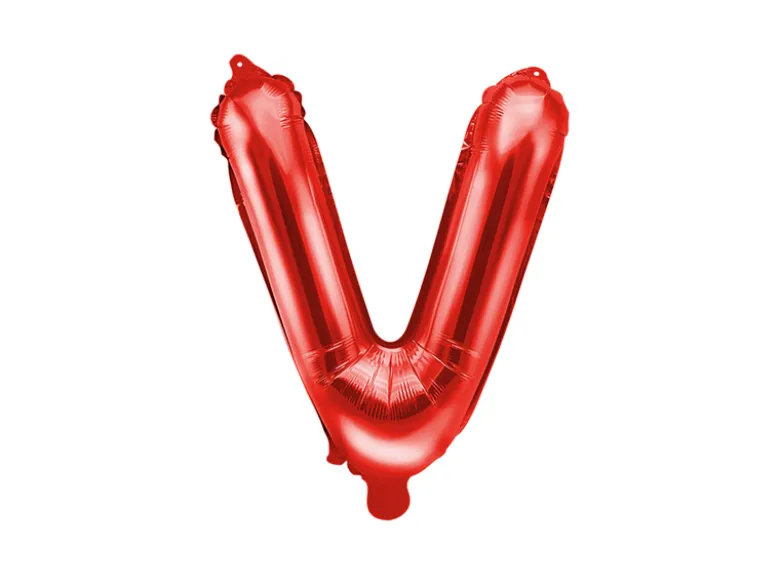 Folie Ballon Bogstaver ''V'', 35 cm, Rød