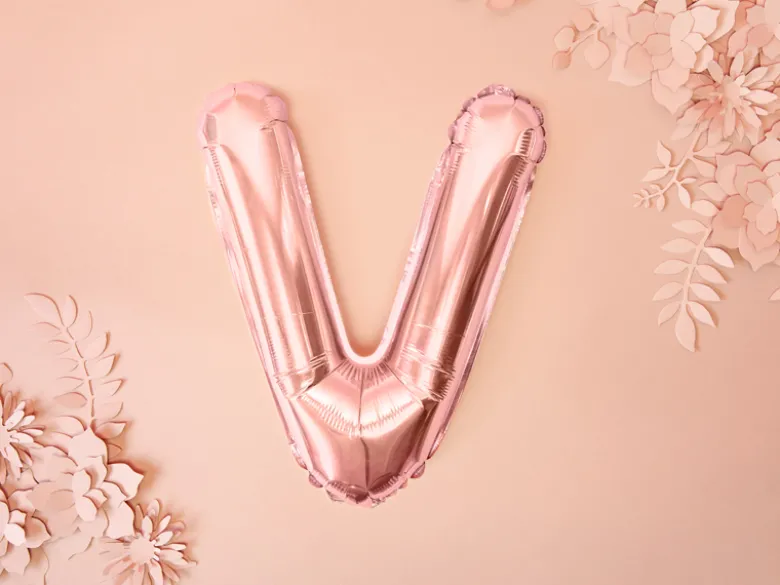 Folie Ballon Bogstaver ''V'', 35 cm, Rosegold