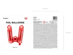 Folie Ballon Bogstaver ''W'', 35 cm, Rød