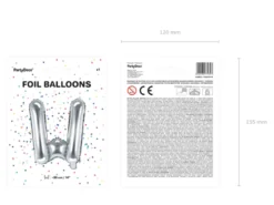 Folie Ballon Bogstaver ''W'', 35 cm, Sølv