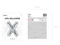 Folie Ballon Bogstaver ''X'', 35 cm, Sølv