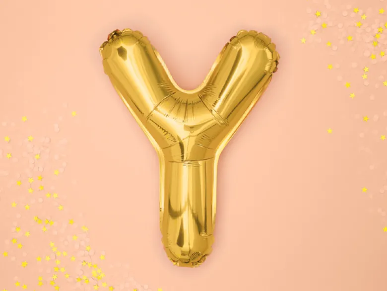 Folie Ballon Bogstaver ''Y'', 35 cm, Guld