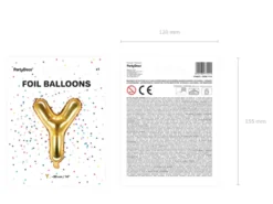 Folie Ballon Bogstaver ''Y'', 35 cm, Guld
