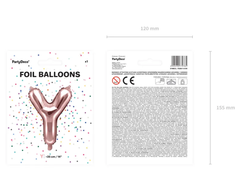 Folie Ballon Bogstaver ''Y'', 35 cm, Rosegold