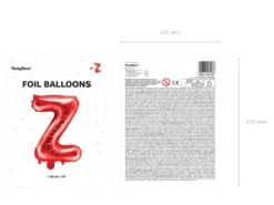 Folie Ballon Bogstaver ''Z'', 35 cm, Rød