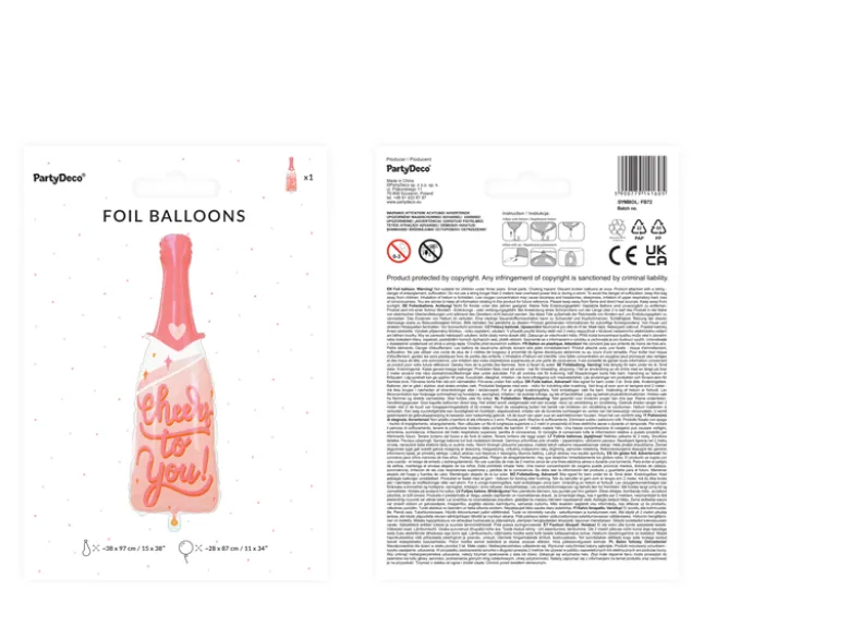 Folie Ballon Botle, 38 X 97 cm, Mix
