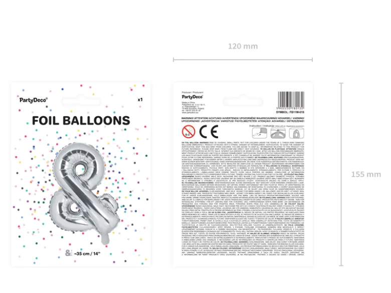 Folie Ballon &, 35 cm, Sølv