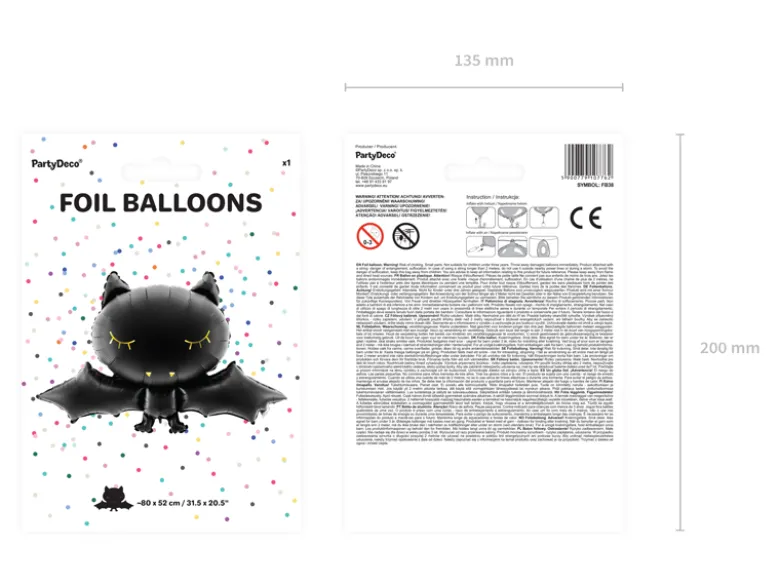 Folie Ballon Flagermus, 80 X 52 cm