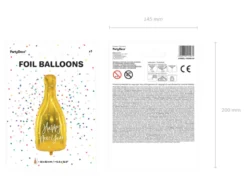 Folie Ballon Flaske - Happy New Year, 32 X 82 cm, Guld