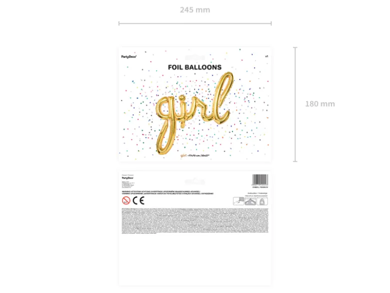 Folie Ballon Girl, Guld, 77 X 70 cm