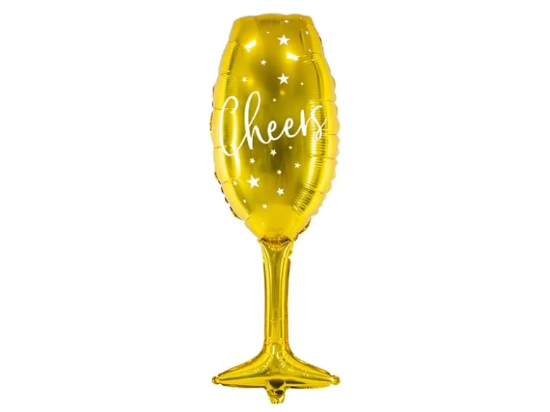 Folie Ballon - Guld Champagne Glas 80cm, Cheers