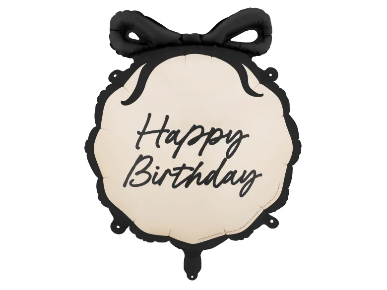 Folieballon “Happy Birthday” Creme & Sort – 47.5 x 45 cm
