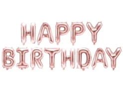 Folie Ballon Happy Birthday, 340 X 35 cm, Rosegold