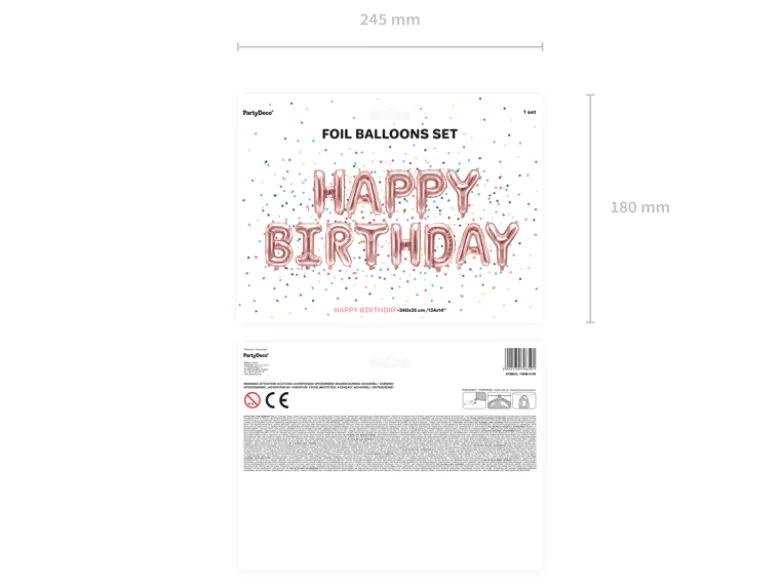 Folie Ballon Happy Birthday, 340 X 35 cm, Rosegold