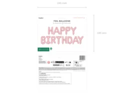 Folieballon Happy Birthday, 340 X 35 cm, Pink
