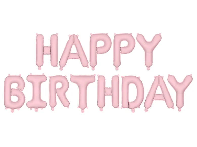 Folieballon Happy Birthday, 340 X 35 cm, Pink