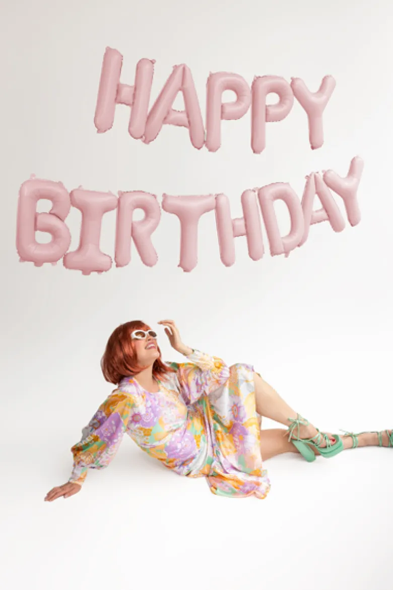 Folieballon Happy Birthday, 340 X 35 cm, Pink