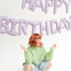 Folieballon Happy Birthday, 340 X 35 cm, Lilla