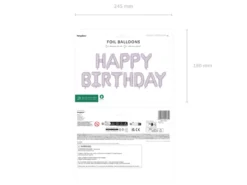 Folieballon Happy Birthday, 340 X 35 cm, Lilla