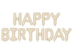 Folieballon Happy Birthday, 340 X 35 cm, Beige