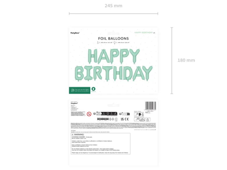 Folieballon Happy Birthday, 340 X 35 cm, Grøn