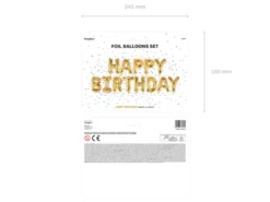 Folie Ballon Happy Birthday, 340 X 35 cm, Guld