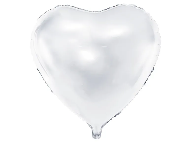 Folie Ballon Hjerte, 45 cm, Hvid