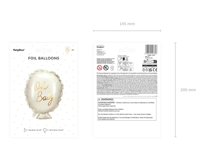 Folie Ballon Oh Baby, 53 X 69 cm, Mix