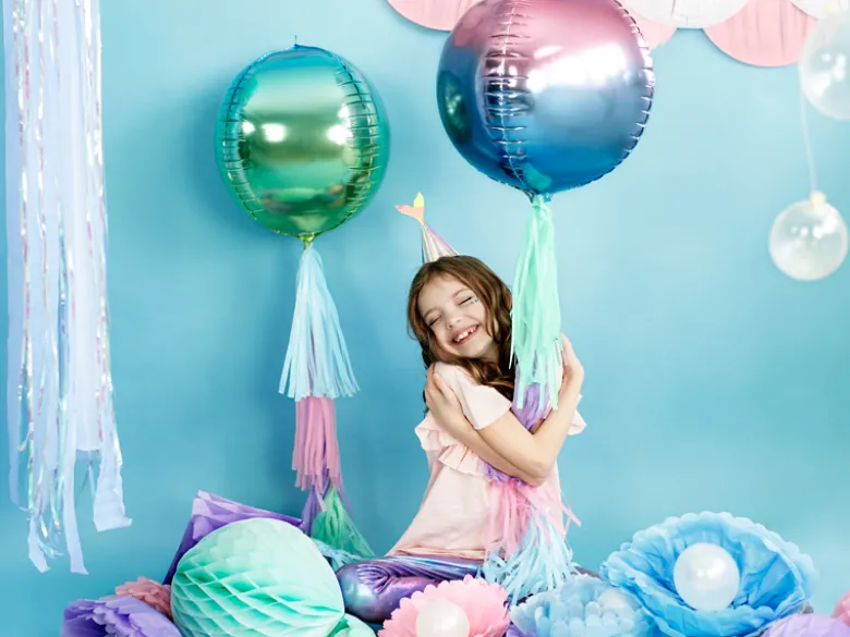 Folie Ballon Ombre Ball, Blå Og Grøn, 35 cm