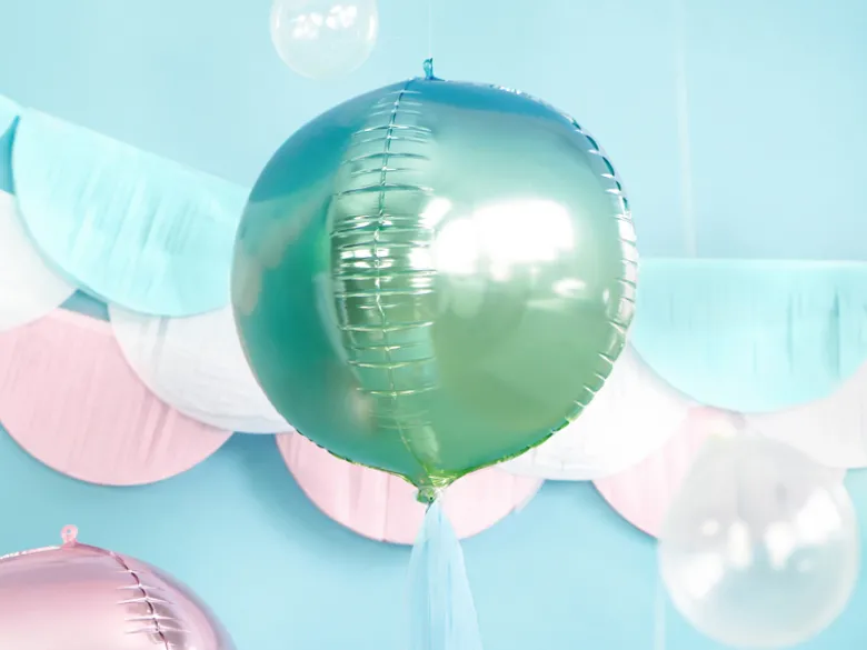 Folie Ballon Ombre Ball, Blå Og Grøn, 35 cm