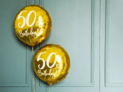 Folie Ballon 50 Års Fødselsdag, Guld, 45 cm