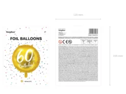 Folie Ballon 60 Års Fødselsdag, Guld, 45 cm