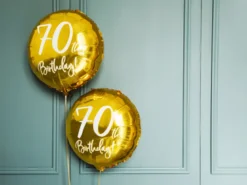 Folie Ballon 70 Års Fødselsdag, Guld, 45 cm